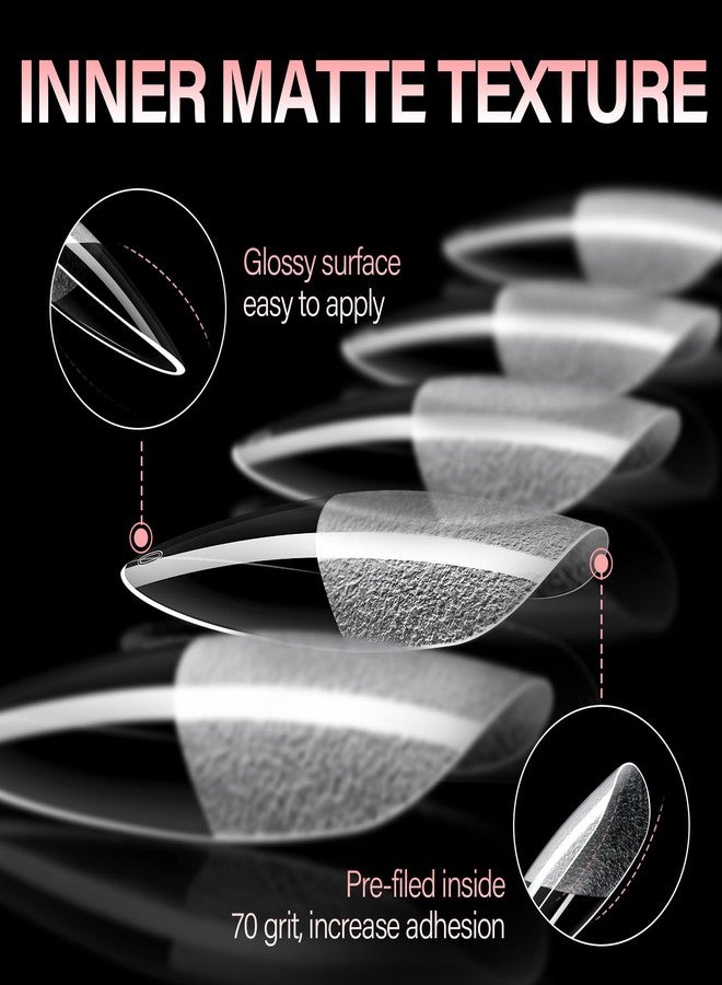 AILLSA Medium Almond Shaped Nail Tips - 15 Sizes 240pcs Acrylic Nails Tip Full Cover Half Matte Nails Tips Press on Nails for DIY Home Salon - Image 2